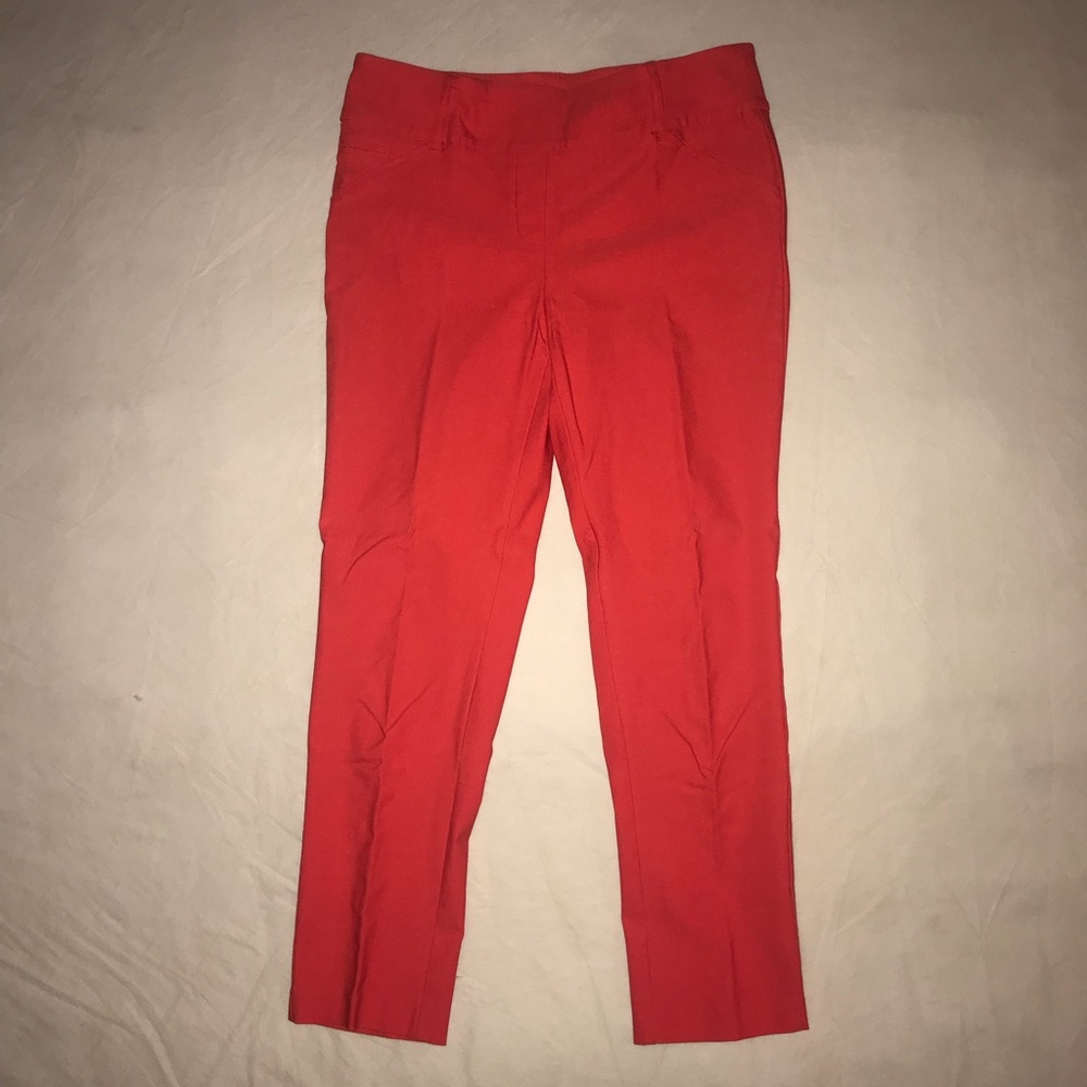 Deep coral cropped dressy pant